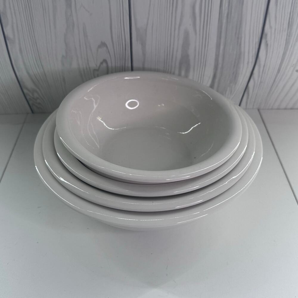 Vintage Pier 1 Imports White Nesting Mixing Bowls (4) Discontinued